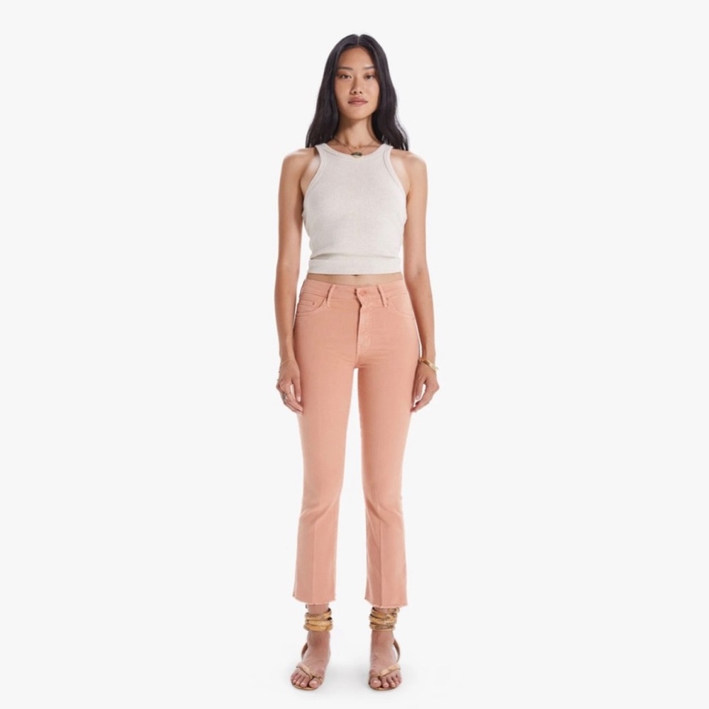 NWT MOTHER DENIM The Insider Ankle Fray, Chalk It Up Terracotta, Size 25